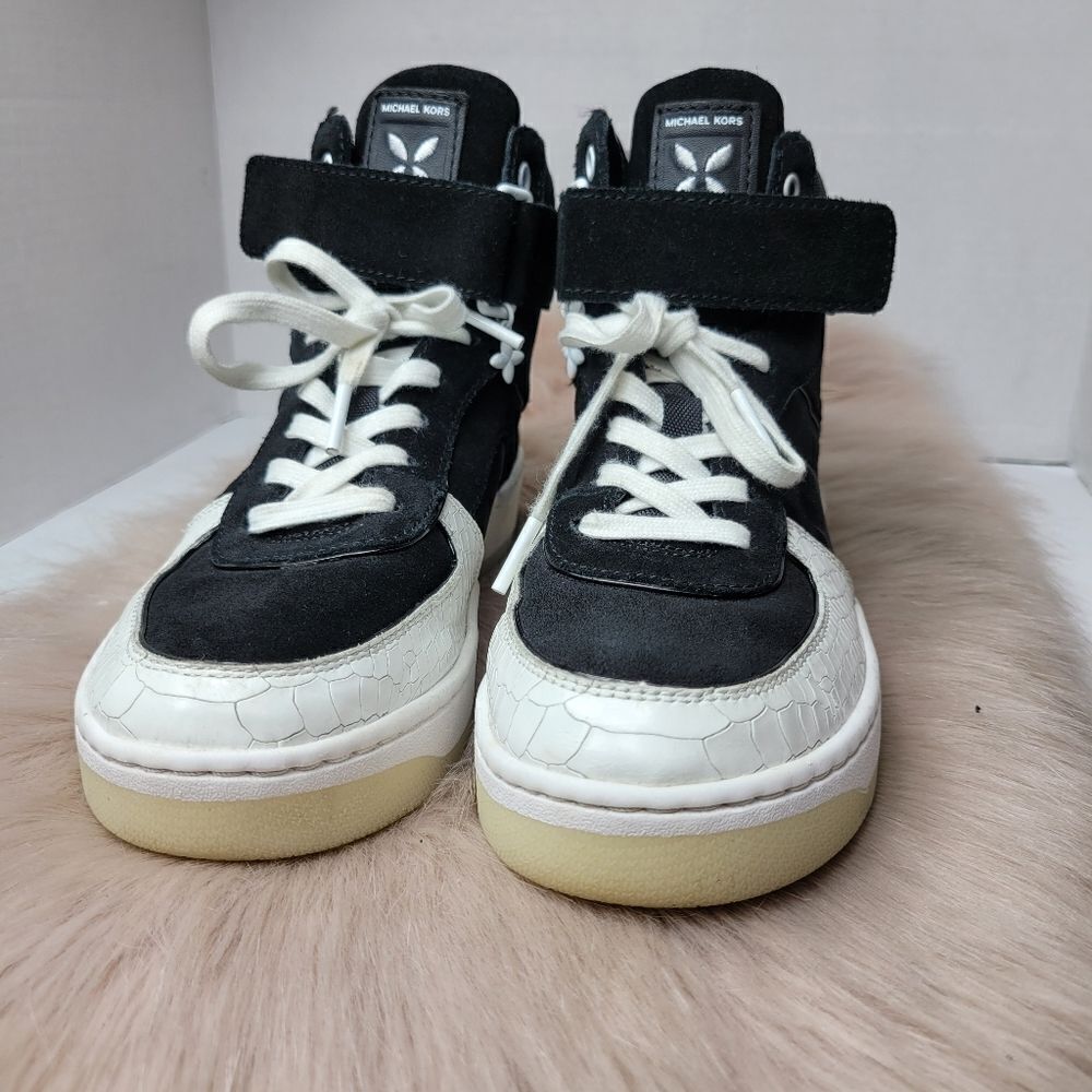 Michael Michael Kors Jaden Snake Print Leather High Tops Sneakers Size 6.5 - Picture 2 of 10
